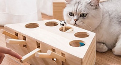 Hộp Đồ Chơi Đập Chuột Bằng Gỗ Vui Nhộn Cho Mèo - Hoàng Hải Phương