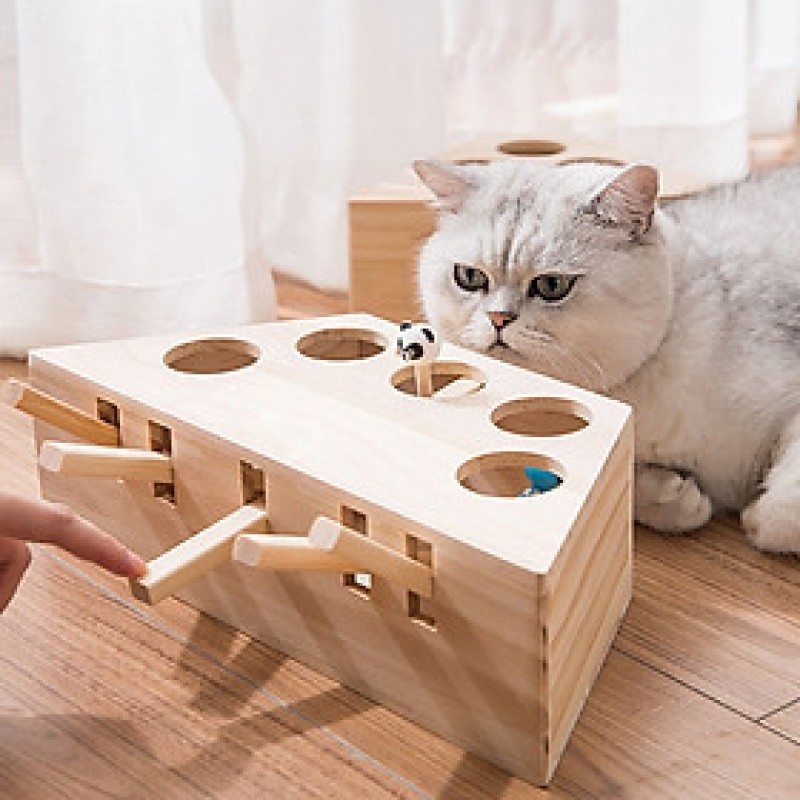 Hộp Đồ Chơi Đập Chuột Bằng Gỗ Vui Nhộn Cho Mèo